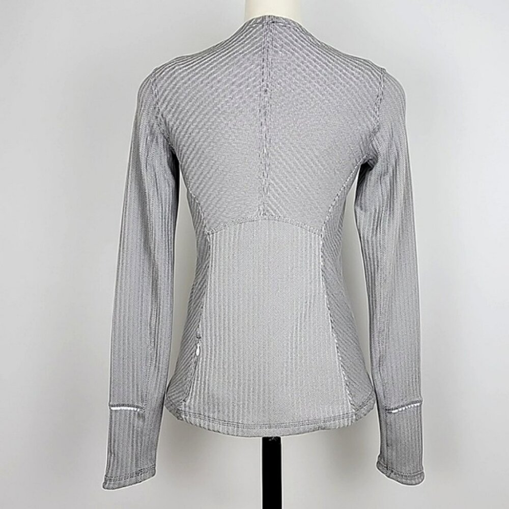 Lululemon Kanto Catch Me Long Sleeve Heathered Herringbone White Stretch Size 8 - Picture 4 of 16